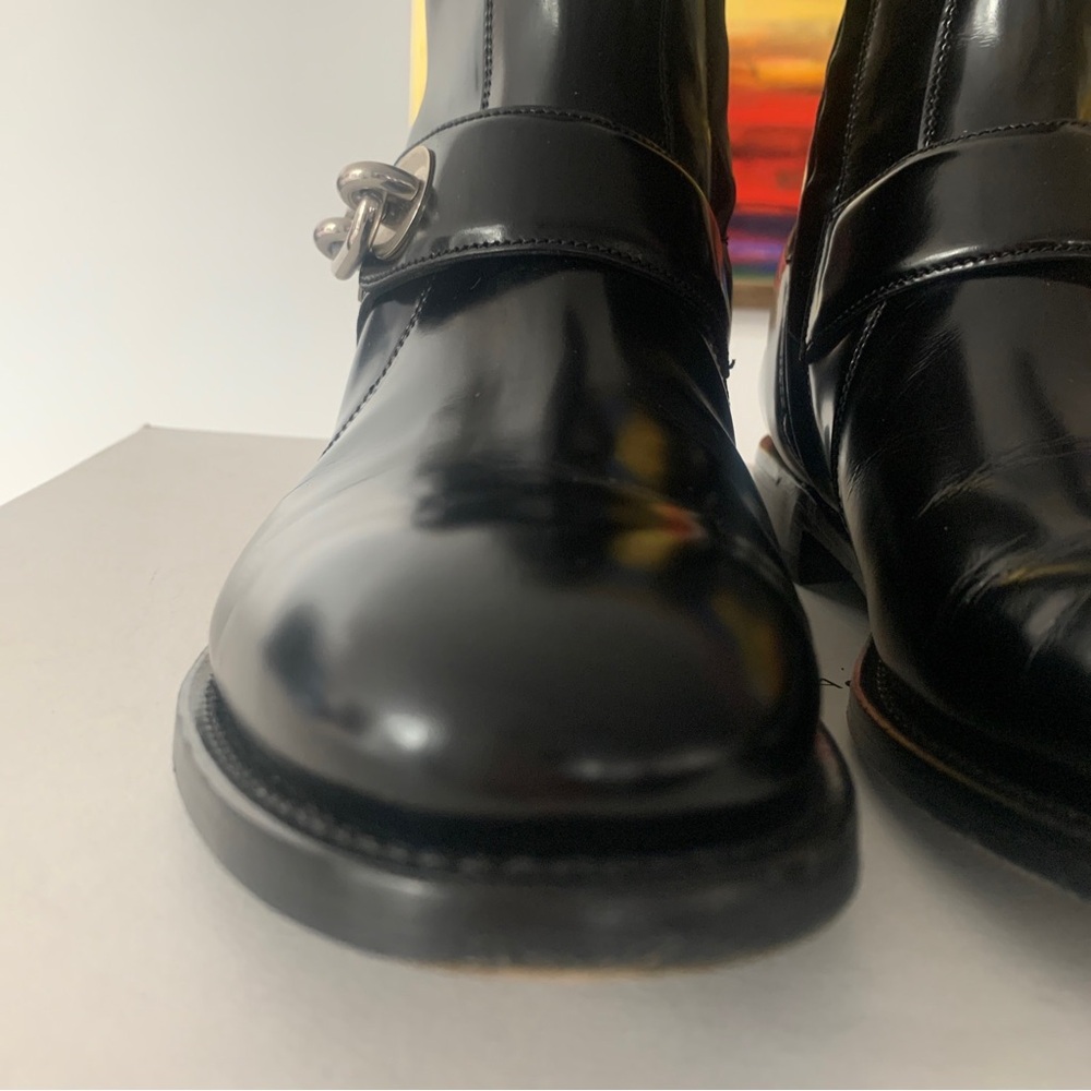 Balenciaga Shorter Black Veau Grossi Masculine Biker Boots Black Leather SZ 37.5 - Picture 13 of 14